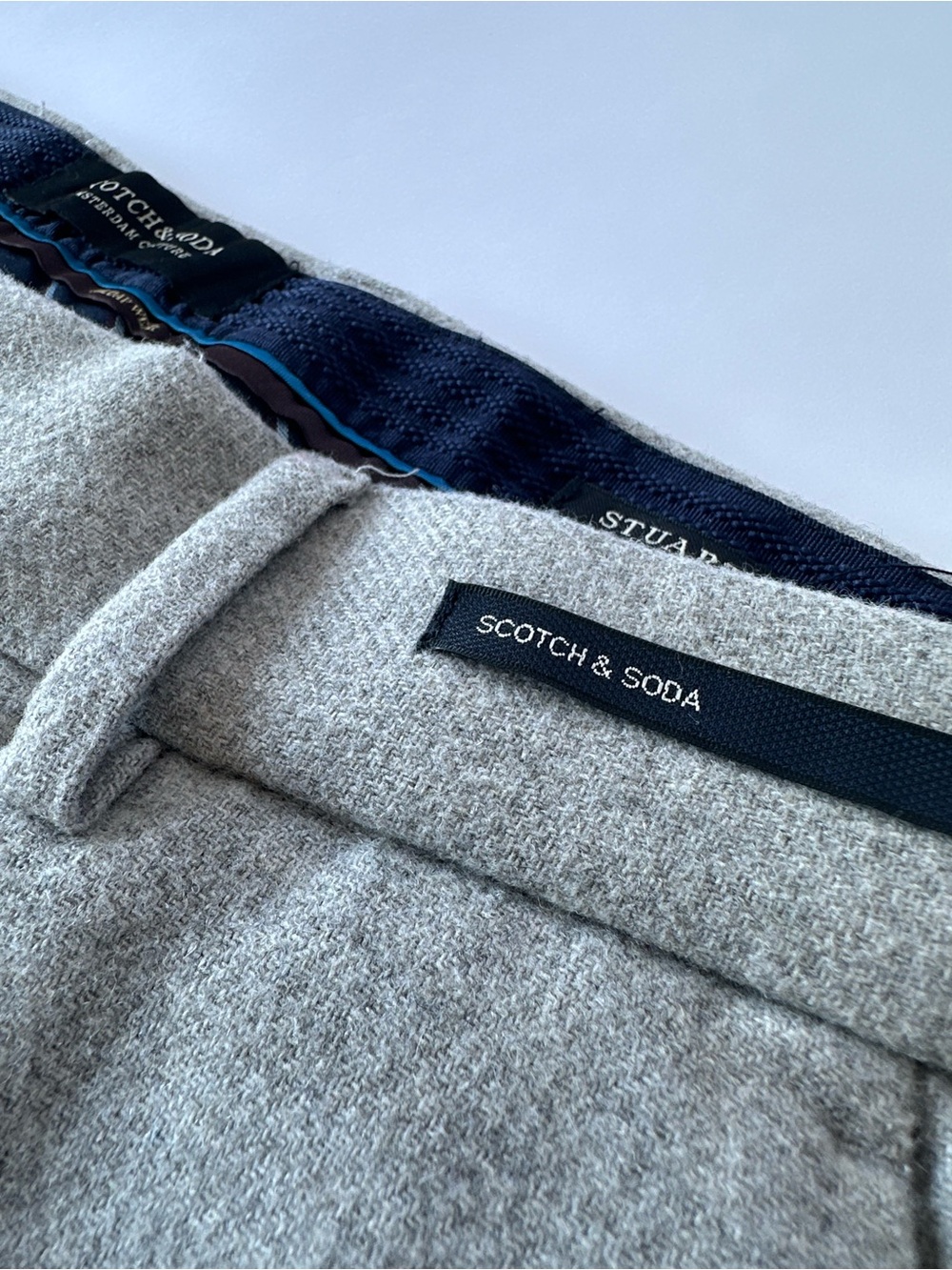 Scotch & Soda Stuart Wool Blend Trousers Light Grey Heather W30 L32